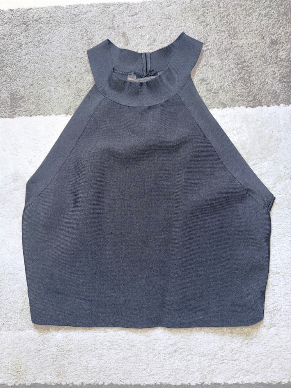BCBGMaxAzria Charcoal Black High Neck Cropped Tank